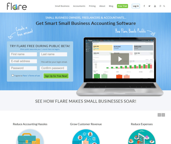 Flare Accounting website homepage